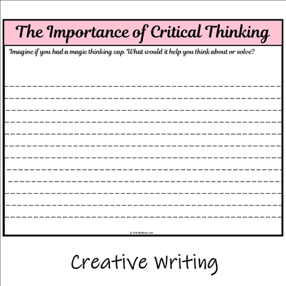 The Importance of Critical Thinking | Main Idea and Supporting Details Reading Passage and Questions