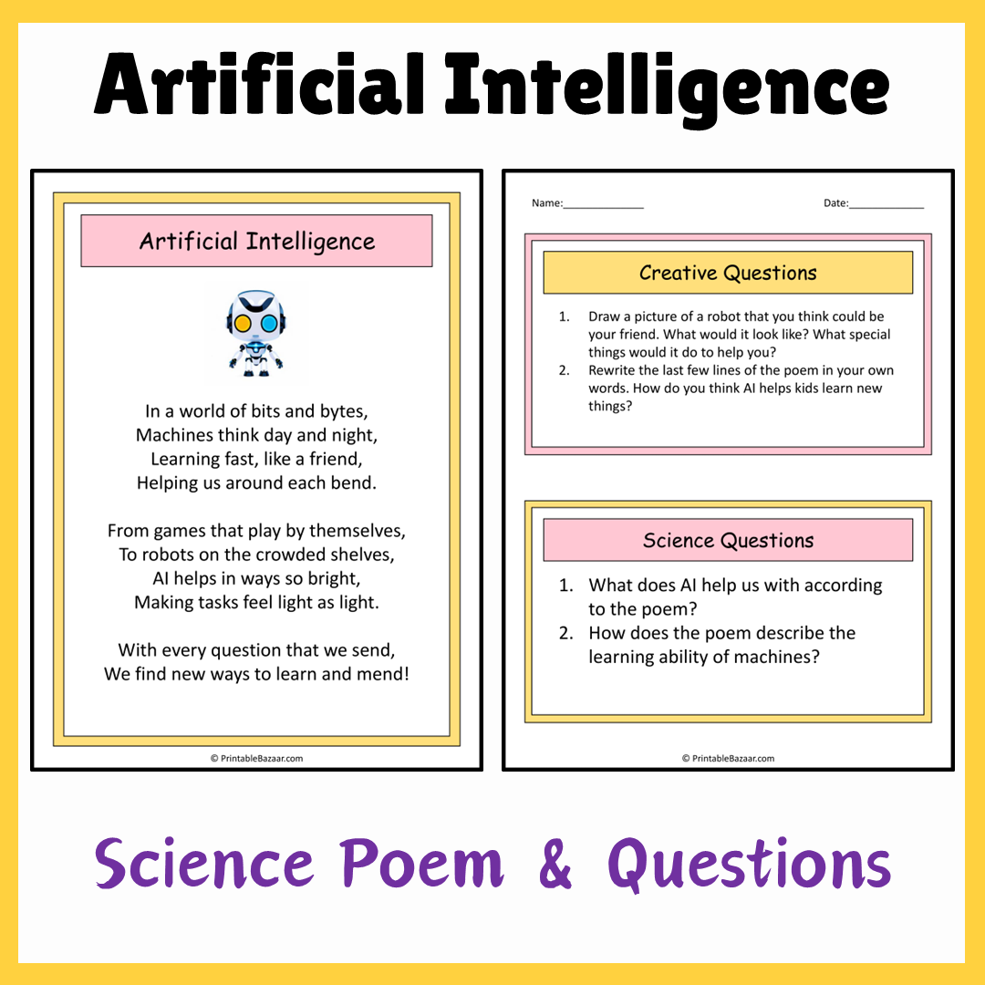 Artificial Intelligence | Science Poem Reading Comprehension Activity