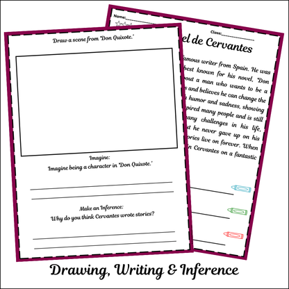 Miguel de Cervantes | Short Reading Comprehension Creative Worksheet