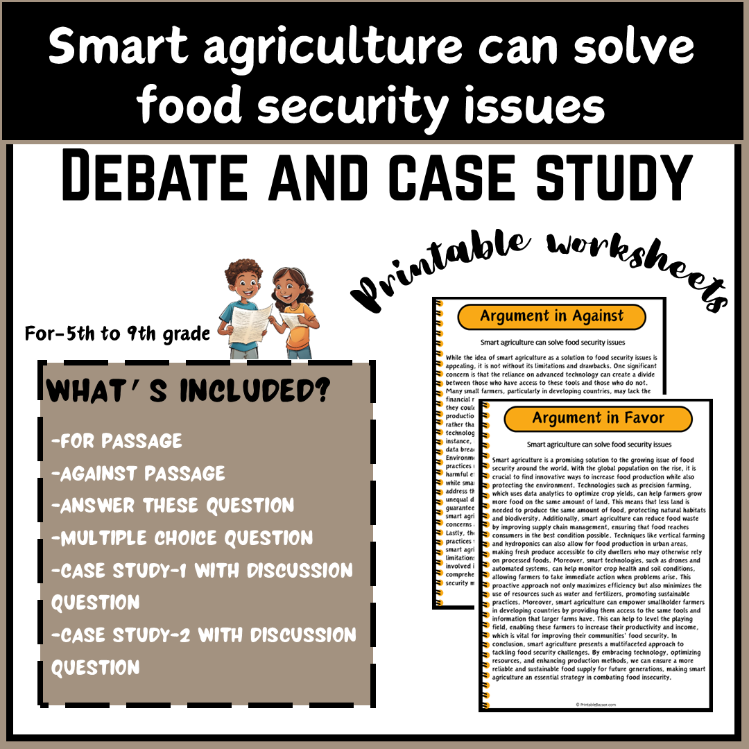 Smart agriculture can solve food security issues | Debate Case Study Worksheet