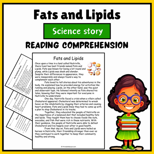 Fats and Lipids | Science Story Reading Comprehension Activity