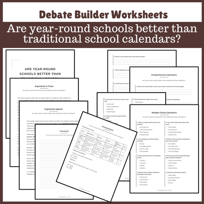 Are year-round schools better than traditional school calendars? | Favour and Against Worksheet Printable Activity