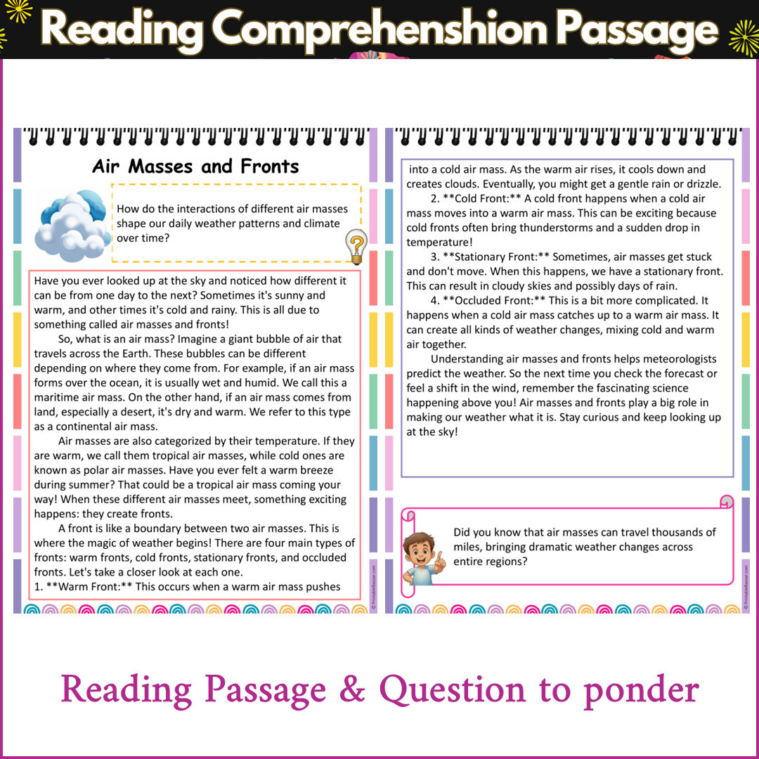 Air Masses and Fronts | Reading Comprehension Passage and Questions