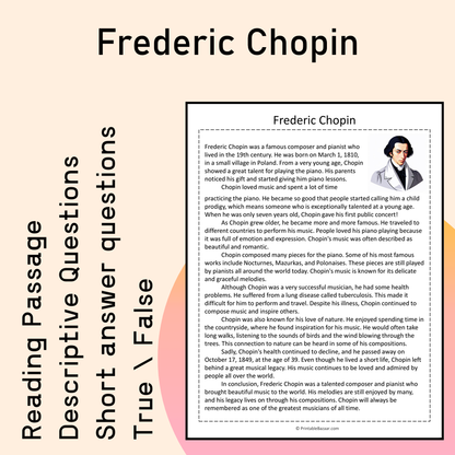 Frederic Chopin | Reading Comprehension Passage Printable Activity