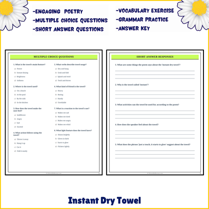 Instant Dry Towel | Poem Grammar Worksheet Printable Activity