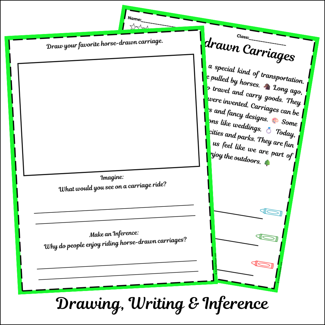 Horse-drawn Carriages | Short Reading Comprehension Creative Worksheet