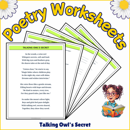 Talking Owl's Secret | Poem Grammar Worksheet Printable Activity