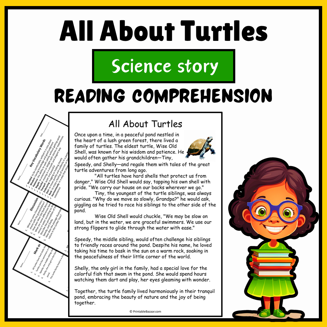 All About Turtles | Science Story Reading Comprehension Activity ...