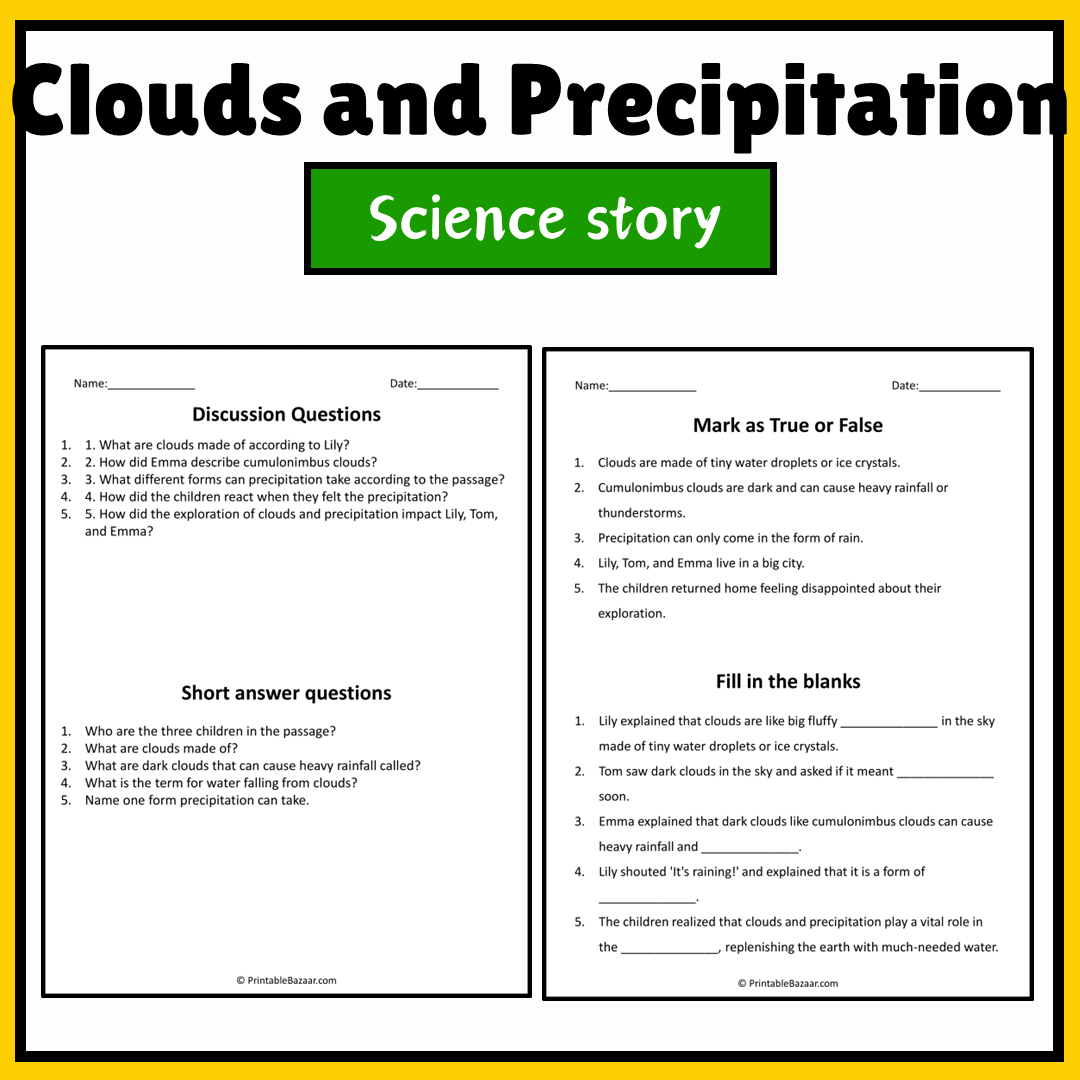Clouds and Precipitation | Science Story Reading Comprehension Activity