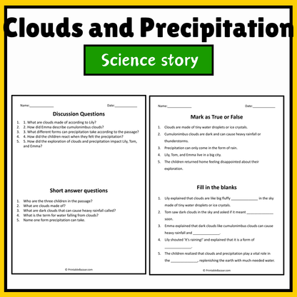 Clouds and Precipitation | Science Story Reading Comprehension Activity