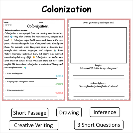 Colonization | Short Reading Comprehension Creative Worksheet