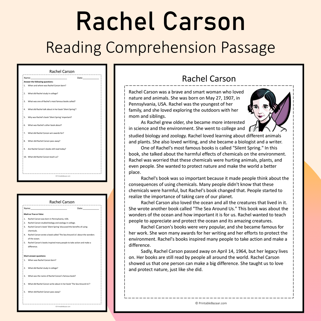 Rachel Carson | Reading Comprehension Passage Printable Activity