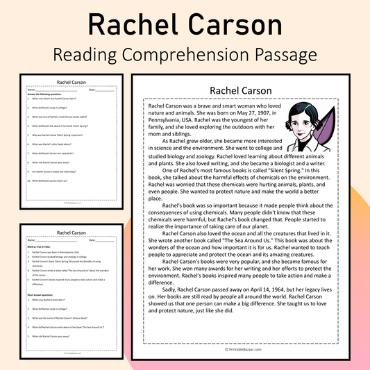 Rachel Carson | Reading Comprehension Passage Printable Activity