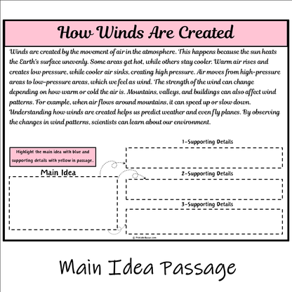 How Winds Are Created | Main Idea and Supporting Details Reading Passage and Questions