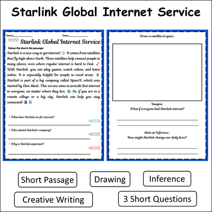 Starlink Global Internet Service | Short Reading Comprehension Creative Worksheet