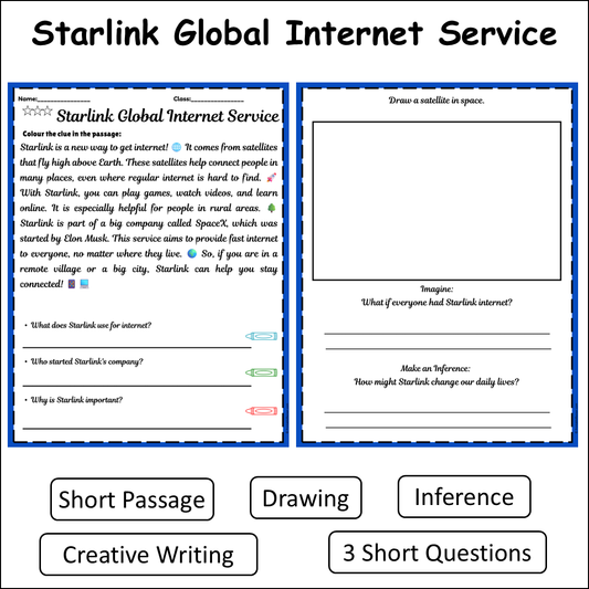 Starlink Global Internet Service | Short Reading Comprehension Creative Worksheet