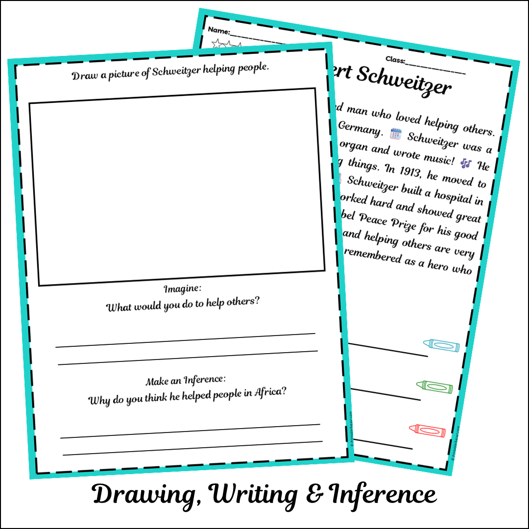 Albert Schweitzer | Short Reading Comprehension Creative Worksheet