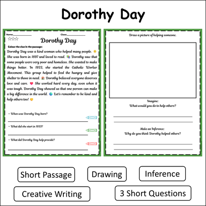 Dorothy Day | Short Reading Comprehension Creative Worksheet