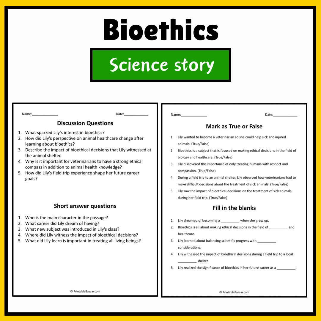 Bioethics | Science Story Reading Comprehension Activity