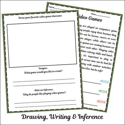 Video Games | Short Reading Comprehension Creative Worksheet