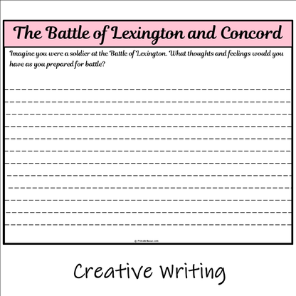 The Battle of Lexington and Concord | Main Idea and Supporting Details Reading Passage and Questions