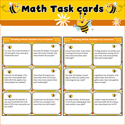 Dividing Whole Numbers by Fractions | Math Task Cards