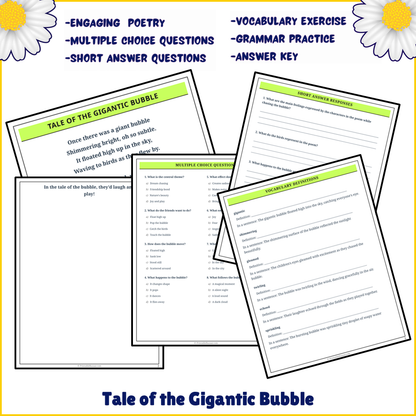 Tale of the Gigantic Bubble | Poem Grammar Worksheet Printable Activity