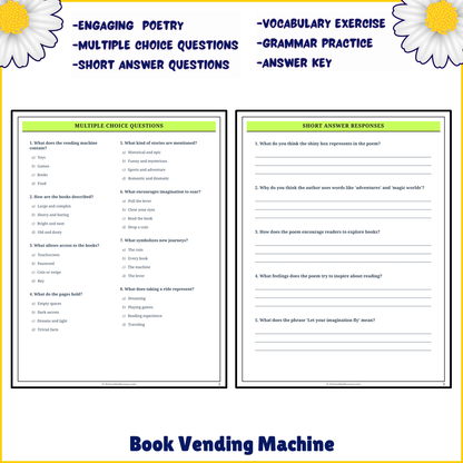 Book Vending Machine | Poem Grammar Worksheet Printable Activity