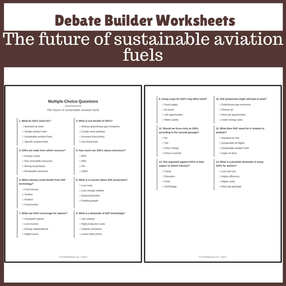 The future of sustainable aviation fuels | Favour and Against Worksheet Printable Activity