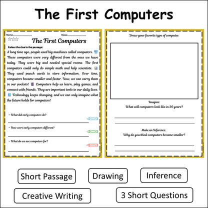 The First Computers | Short Reading Comprehension Creative Worksheet