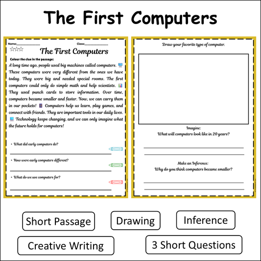 The First Computers | Short Reading Comprehension Creative Worksheet