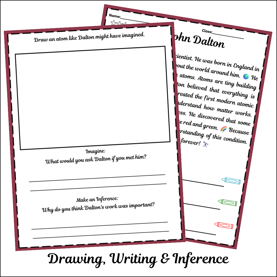 John Dalton | Short Reading Comprehension Creative Worksheet
