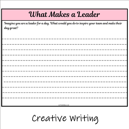 What Makes a Leader | Main Idea and Supporting Details Reading Passage and Questions