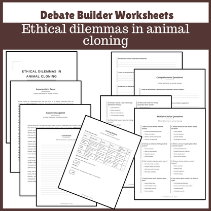 Ethical dilemmas in animal cloning | Favour and Against Worksheet Printable Activity