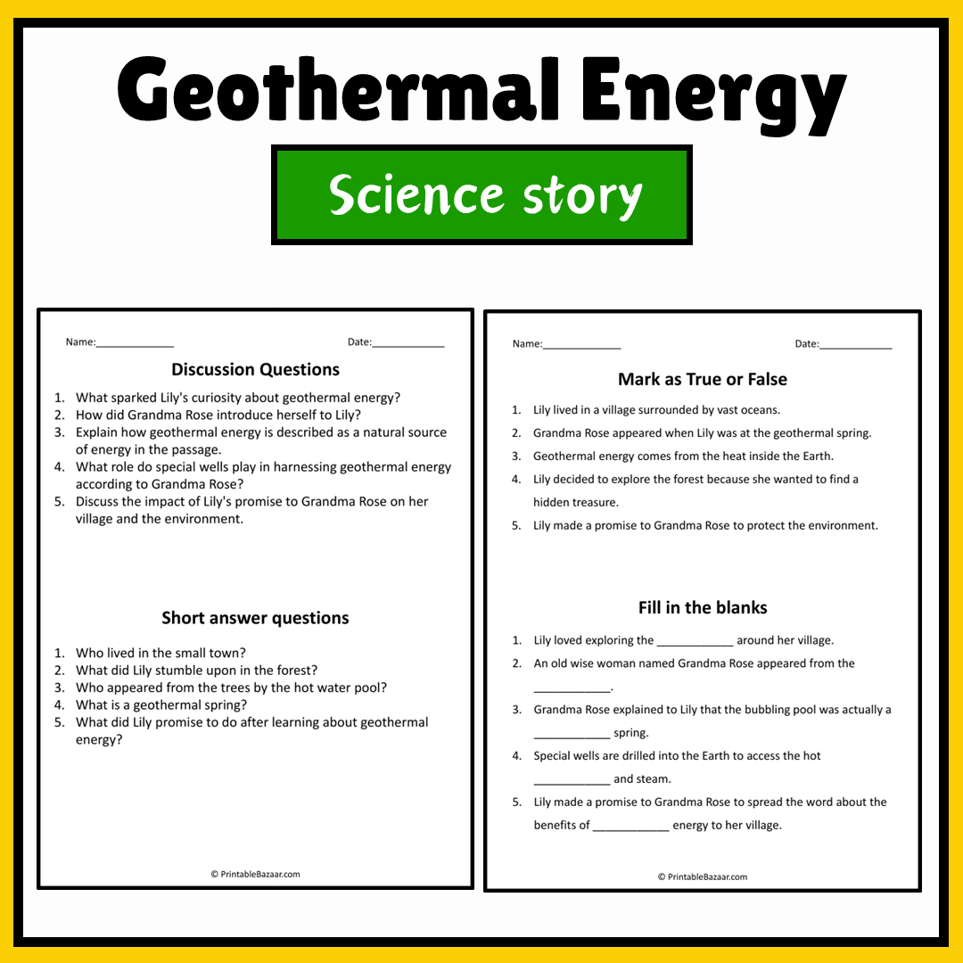 Geothermal Energy | Science Story Reading Comprehension Activity