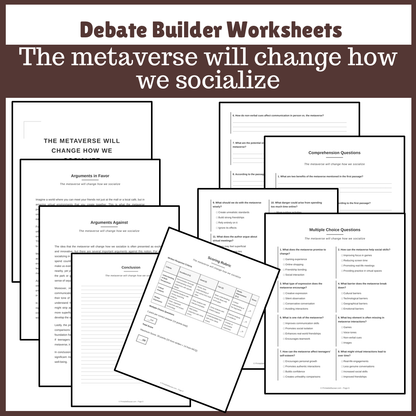 The metaverse will change how we socialize | Favour and Against Worksheet Printable Activity