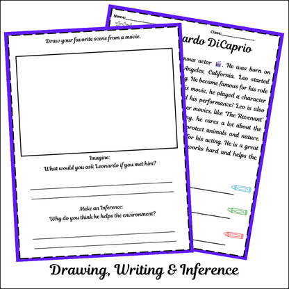 Leonardo DiCaprio | Short Reading Comprehension Creative Worksheet
