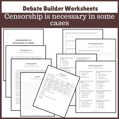 Censorship is necessary in some cases | Favour and Against Worksheet Printable Activity