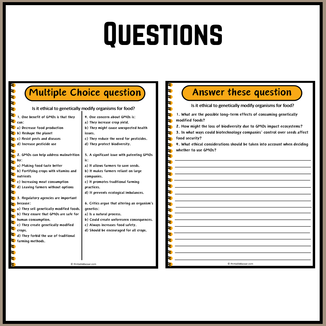 Is it ethical to genetically modify organisms for food? | Debate Case Study Worksheet