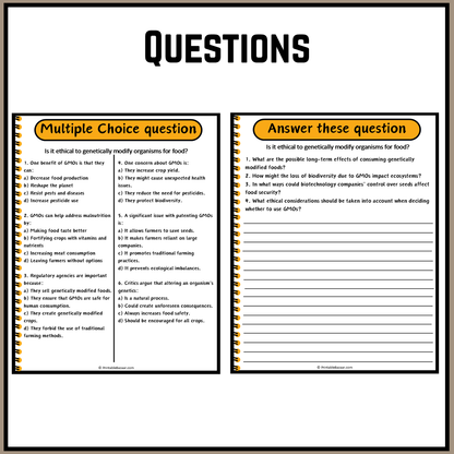 Is it ethical to genetically modify organisms for food? | Debate Case Study Worksheet