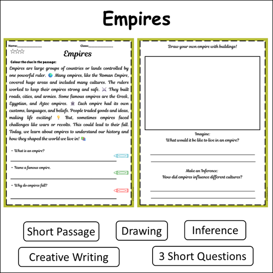 Empires | Short Reading Comprehension Creative Worksheet