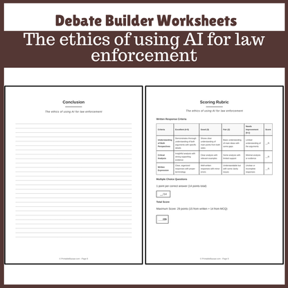 The ethics of using AI for law enforcement | Favour and Against Worksheet Printable Activity