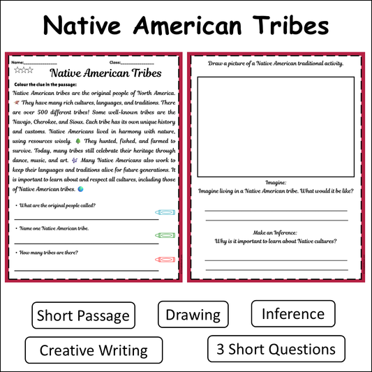 Native American Tribes | Short Reading Comprehension Creative Worksheet