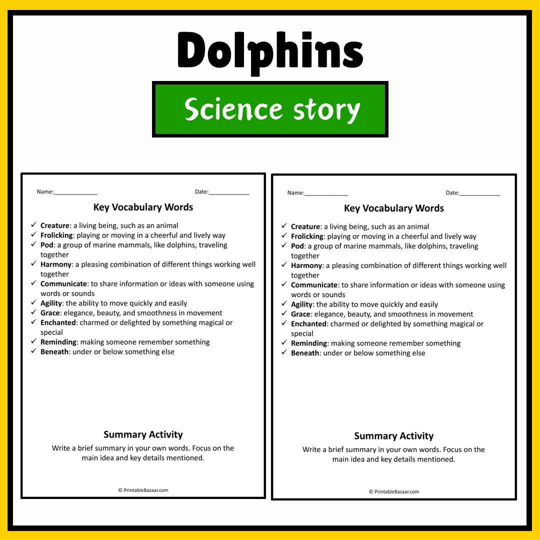 Dolphins | Science Story Reading Comprehension Activity