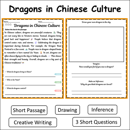 Dragons in Chinese Culture | Short Reading Comprehension Creative Worksheet