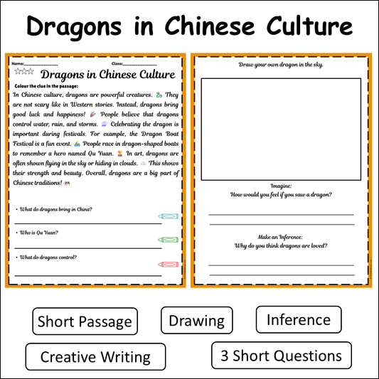 Dragons in Chinese Culture | Short Reading Comprehension Creative Worksheet