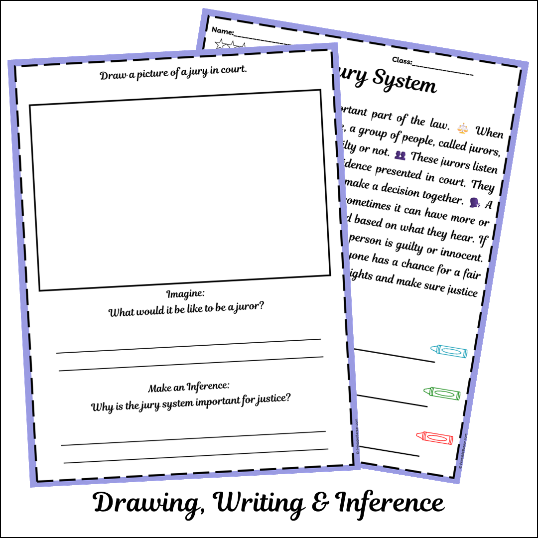 Jury System | Short Reading Comprehension Creative Worksheet