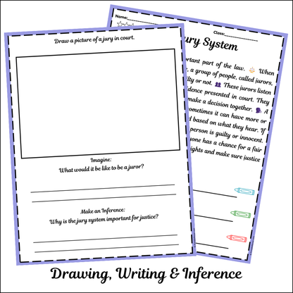 Jury System | Short Reading Comprehension Creative Worksheet
