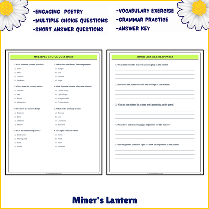 Miner's Lantern | Poem Grammar Worksheet Printable Activity