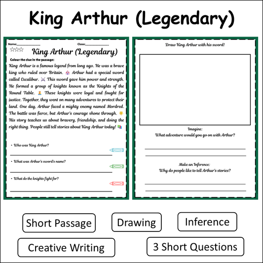 King Arthur (Legendary) | Short Reading Comprehension Creative Worksheet